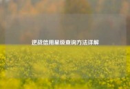 逆战信用星级查询方法详解