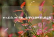 PUBG游戏CDKEY获取、使用与注意事项完整指南