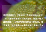 根据你的需求，这里提供一个简洁明确的标题，，Steam账号邮箱解绑与更换指南，操作步骤及注意事项，（若需更简短或侧重不同方向，可调整为，如何更换Steam绑定邮箱？完整教程）