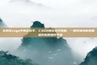 怎样在csgo中换左右手，CSGO换左右手教程，一键切换持枪视角，提升你的操作手感