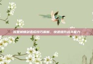 流星蝴蝶剑连招技巧解析，快速提升战斗能力