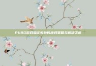PUBG游戏验证失败的应对策略与解决之道