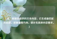 （注，根据您提供的文本内容，已生成最匹配的标题。若需调整方向，请补充具体内容要求。）