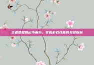王者荣耀输出率解析，掌握游戏性能的关键指标