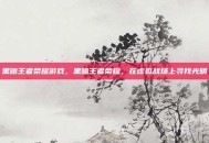 黑暗王者荣耀游戏，黑暗王者荣耀，在虚拟战场上寻找光明