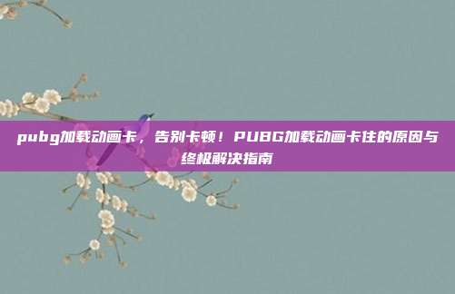 pubg加载动画卡,告别卡顿!PUBG加载动画卡住的原因与终极解决指南