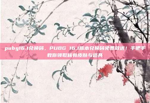 pubg16.1兑换码,PUBG 16.1版本兑换码免费放送!手把手教你领取稀有皮肤与道具