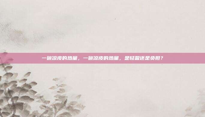 一碗凉皮的热量,一碗凉皮的热量,是轻盈还是负担?