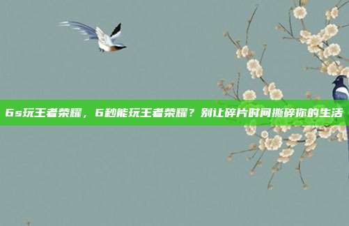 6s玩王者荣耀,6秒能玩王者荣耀?别让碎片时间撕碎你的生活