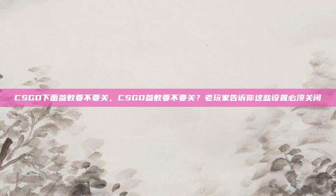 CSGO下面参数要不要关,CSGO参数要不要关?老玩家告诉你这些设置必须关闭