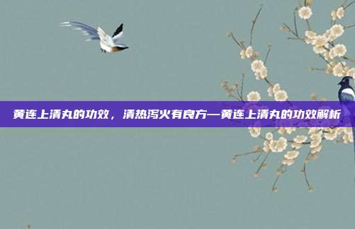 黄连上清丸的功效,清热泻火有良方—黄连上清丸的功效解析