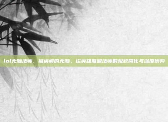 lol无脑法师,被误解的无脑,论英雄联盟法师的极致简化与深度博弈