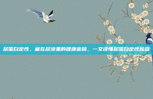 尿蛋白定性,藏在尿液里的健康密码,一文读懂尿蛋白定性检查