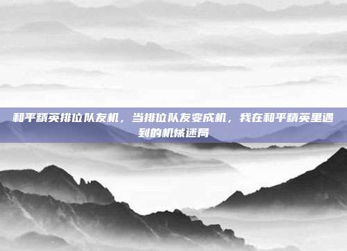 和平精英排位队友机,当排位队友变成机,我在和平精英里遇到的机械迷局