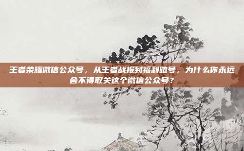 王者荣耀微信公众号,从王者战报到福利暗号,为什么你永远舍不得取关这个微信公众号?