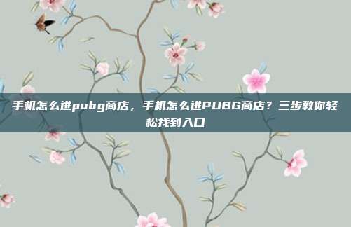 手机怎么进pubg商店,手机怎么进PUBG商店?三步教你轻松找到入口
