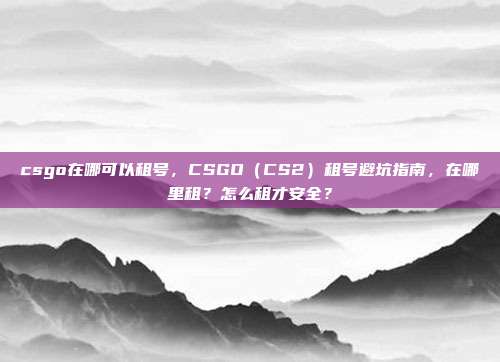 csgo在哪可以租号,CSGO(CS2)租号避坑指南,在哪里租?怎么租才安全?