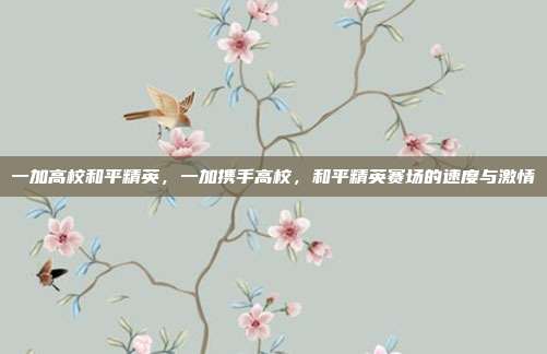 一加高校和平精英,一加携手高校,和平精英赛场的速度与激情