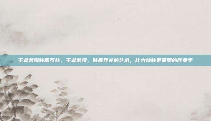 王者荣耀装备互补,王者荣耀,装备互补的艺术,比六神装更重要的胜负手