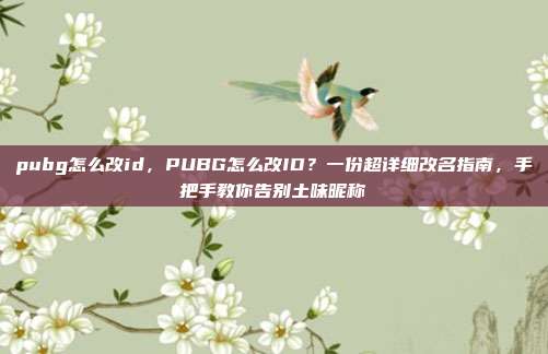 pubg怎么改id,PUBG怎么改ID?一份超详细改名指南,手把手教你告别土味昵称