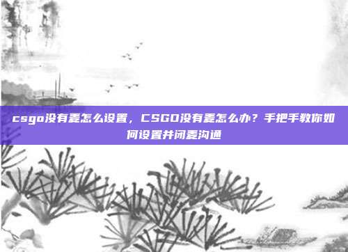 csgo没有麦怎么设置,CSGO没有麦怎么办?手把手教你如何设置并闭麦沟通