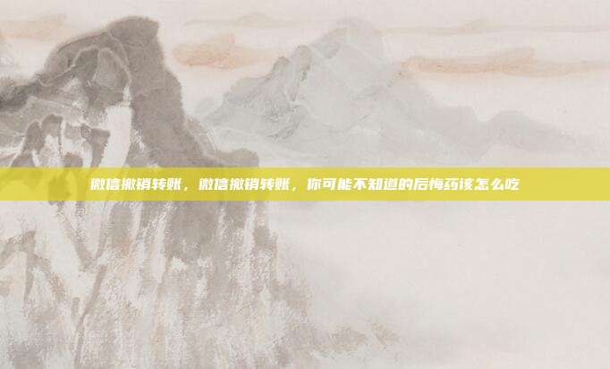微信撤销转账,微信撤销转账,你可能不知道的后悔药该怎么吃