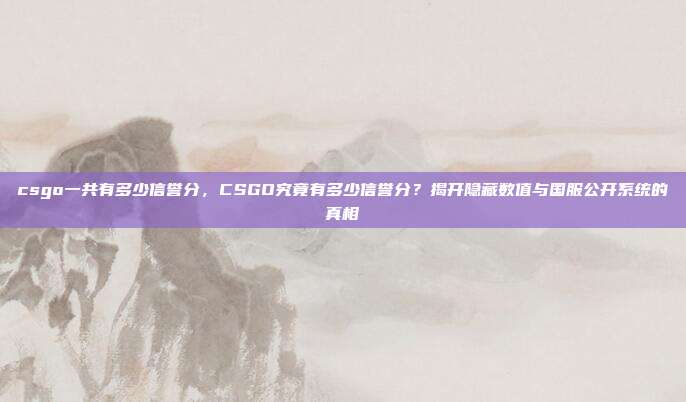 csgo一共有多少信誉分,CSGO究竟有多少信誉分?揭开隐藏数值与国服公开系统的真相