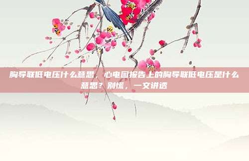 胸导联低电压什么意思,心电图报告上的胸导联低电压是什么意思?别慌,一文讲透