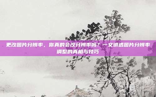 更改图片分辨率,你真的会改分辨率吗?一文讲透图片分辨率调整的真相与技巧
