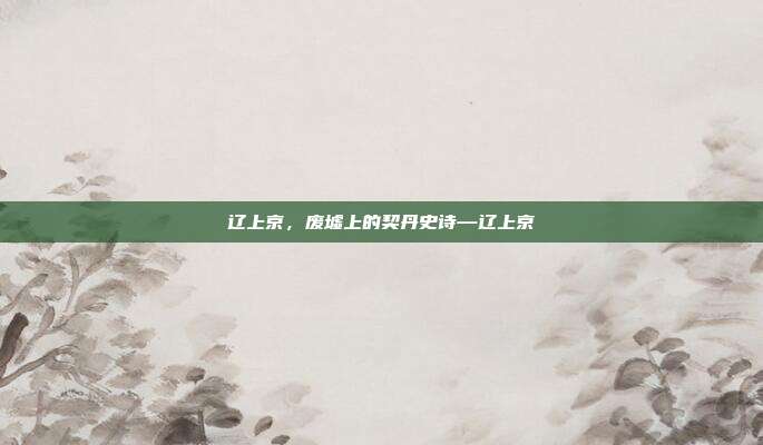 辽上京,废墟上的契丹史诗—辽上京