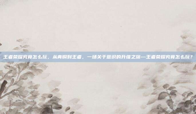 王者荣耀究竟怎么玩,从青铜到王者,一场关于意识的升维之旅—王者荣耀究竟怎么玩?