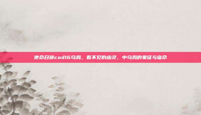 使命召唤cod16乌鸦,看不见的幽灵,中乌鸦的象征与宿命