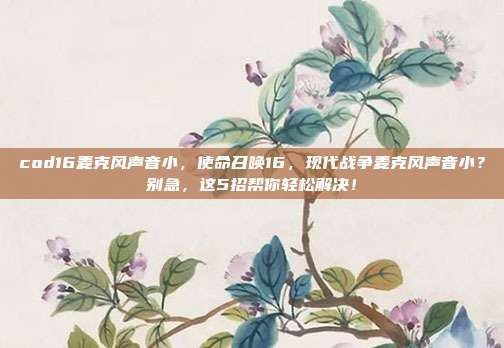 cod16麦克风声音小,使命召唤16,现代战争麦克风声音小?别急,这5招帮你轻松解决!