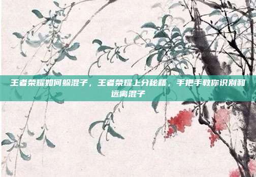 王者荣耀如何躲混子,王者荣耀上分秘籍,手把手教你识别和远离混子