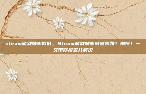 steam游戏帧率降低,Steam游戏帧率突然暴跌?别慌!一文带你排查并解决