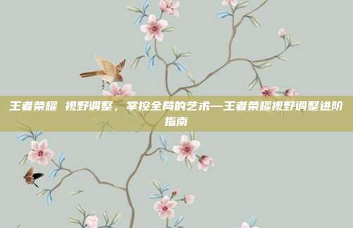 王者荣耀 视野调整,掌控全局的艺术—王者荣耀视野调整进阶指南