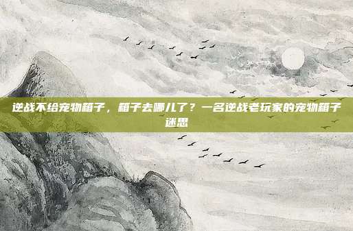逆战不给宠物箱子,箱子去哪儿了?一名逆战老玩家的宠物箱子迷思