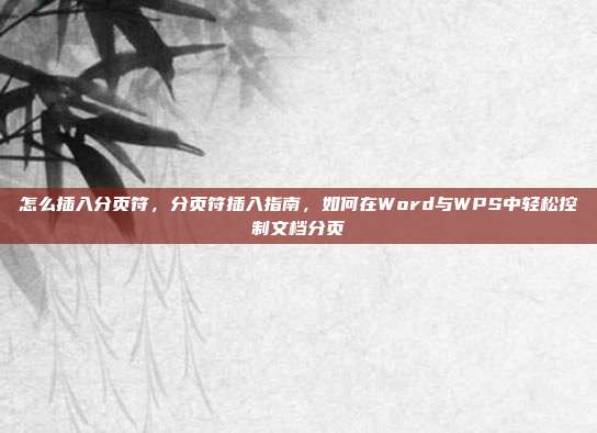 怎么插入分页符,分页符插入指南,如何在Word与WPS中轻松控制文档分页