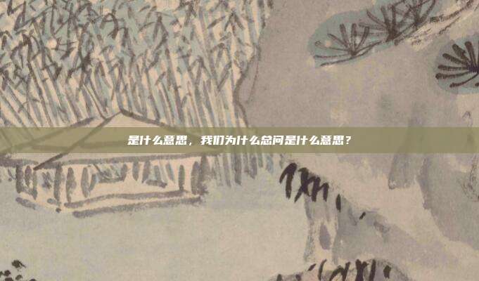 是什么意思,我们为什么总问是什么意思?