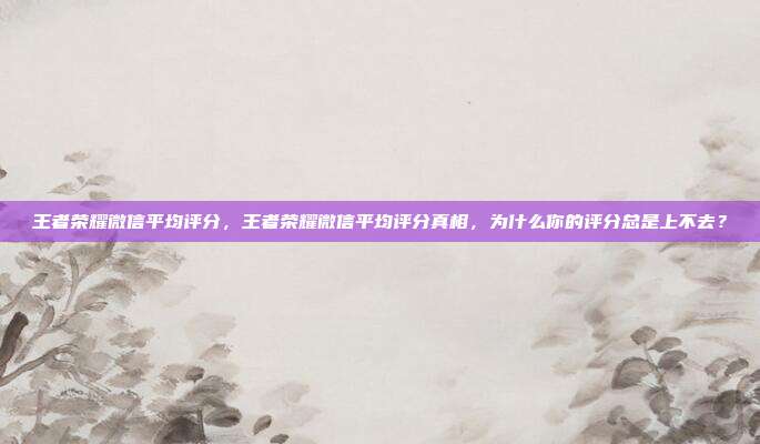 王者荣耀微信平均评分,王者荣耀微信平均评分真相,为什么你的评分总是上不去?