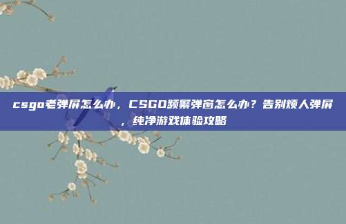 csgo老弹屏怎么办,CSGO频繁弹窗怎么办?告别烦人弹屏,纯净游戏体验攻略