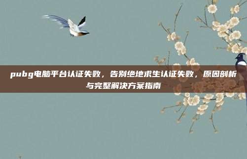 pubg电脑平台认证失败,告别绝地求生认证失败,原因剖析与完整解决方案指南