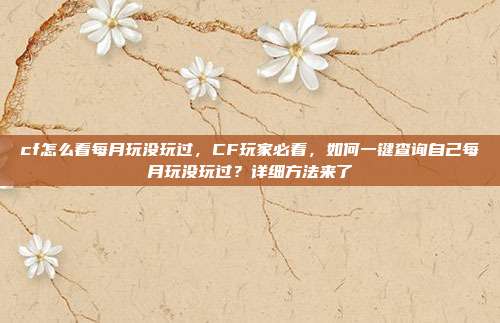 cf怎么看每月玩没玩过,CF玩家必看,如何一键查询自己每月玩没玩过?详细方法来了