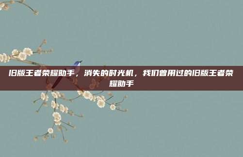 旧版王者荣耀助手,消失的时光机,我们曾用过的旧版王者荣耀助手