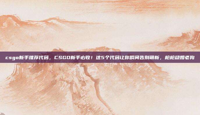 csgo新手推荐代码,CSGO新手必收!这5个代码让你瞬间告别萌新,枪枪稳如老狗