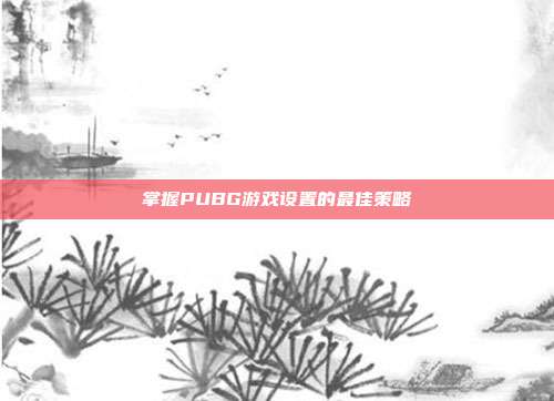 掌握PUBG游戏设置的最佳策略