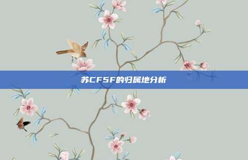 苏CF5F的归属地分析