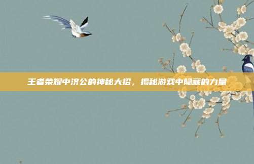 王者荣耀中济公的神秘大招,揭秘游戏中隐藏的力量