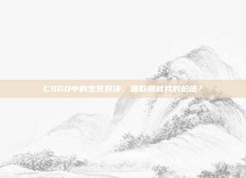CSGO中的生死对决,谁敢挑战我的枪法?