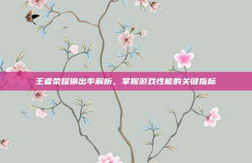 王者荣耀输出率解析,掌握游戏性能的关键指标
